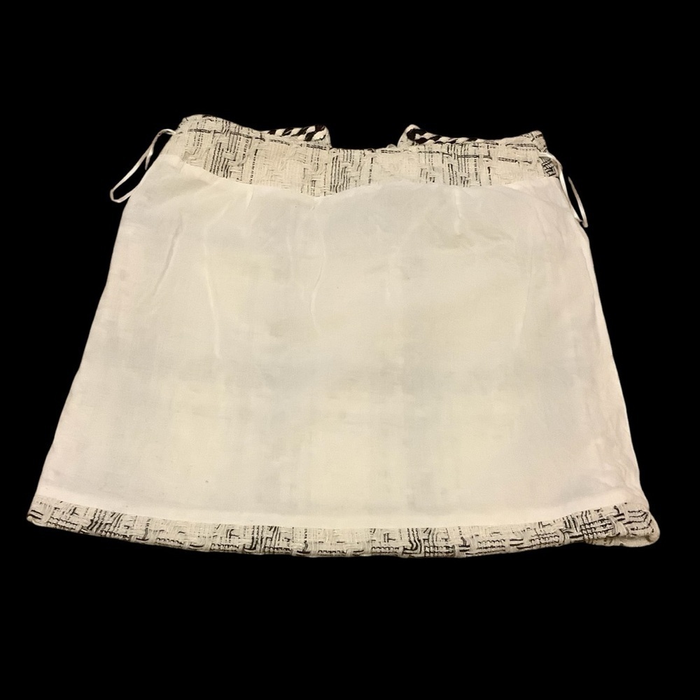 LUNA BLACK & WHITE WITH GOLD METALLIC FIBRES / PLAID/ TWEED MINI SKIRT/ Size M - Picture 6 of 10